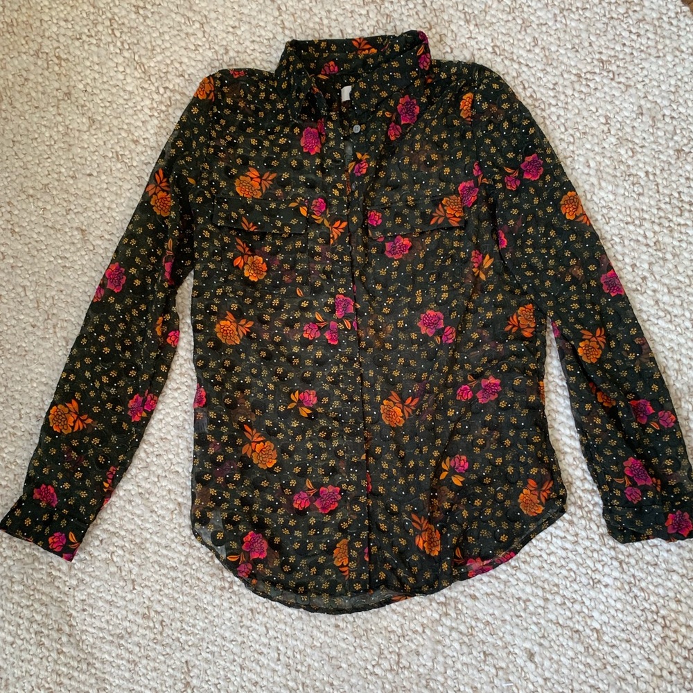 LOFT sheer two pocket button down